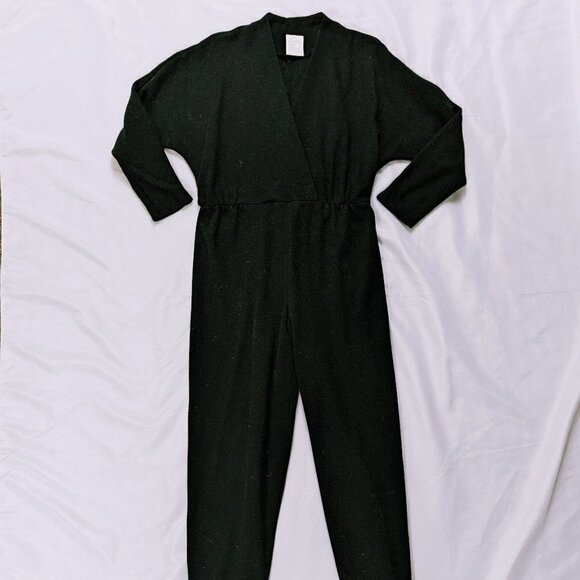Vintage Byer Too! Black Long Sleeve Jumpsuit Size 11 (Med) Elastic Waist - Picture 1 of 9